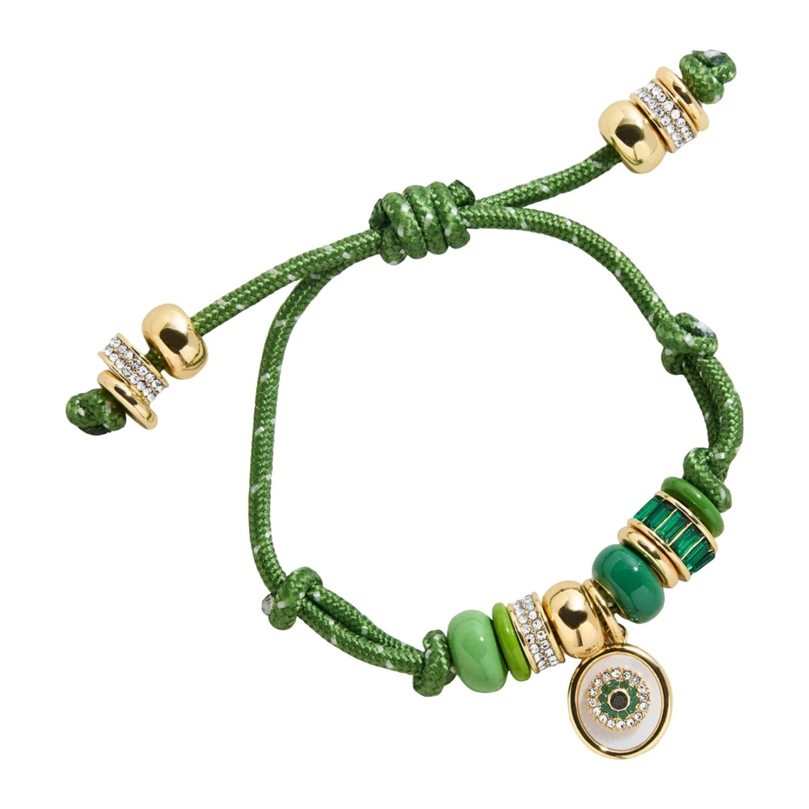 Pulsera de cordón deslizante de nailon, con dije de ojo protector, cuentas de resina de colores, joya ajustable, modelo Pétra