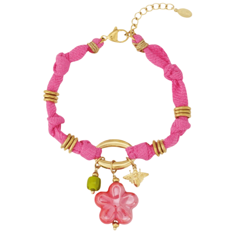 Bracelet cordon d'amour, aux multiples charms dorés, en acier inoxydable, pour femme, modèle Lalama - La Boutique du Bracelet