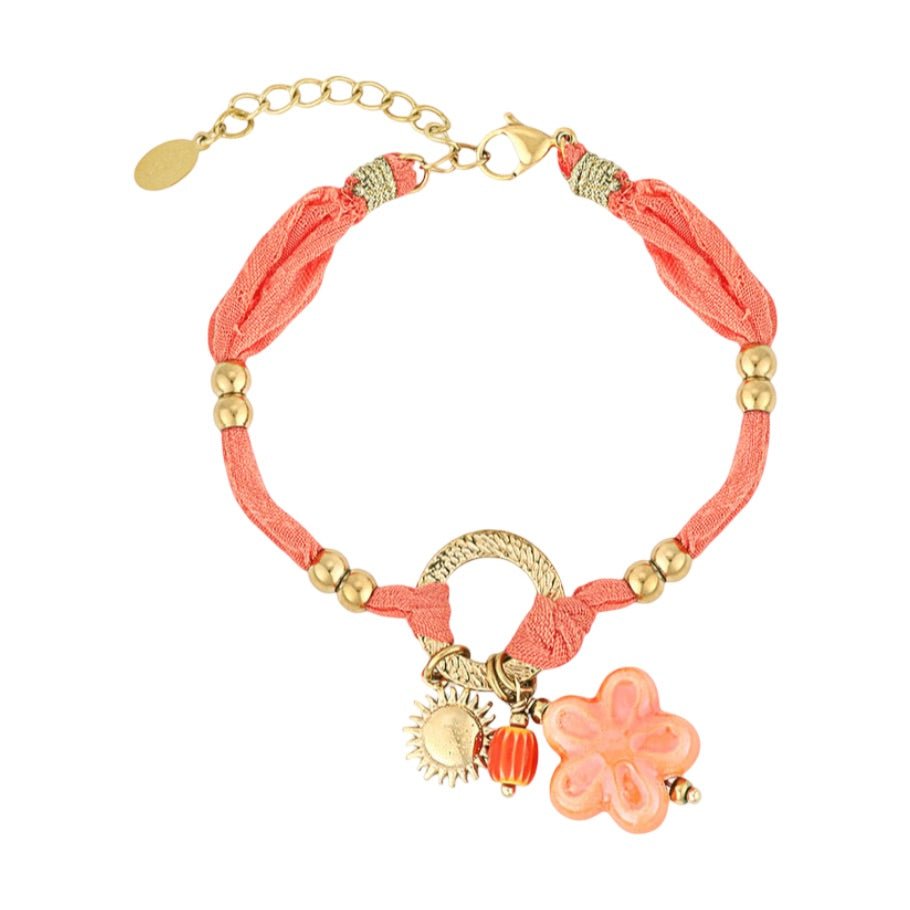 Bracelet cordon d'amour, aux multiples charms dorés, en acier inoxydable, pour femme, modèle Lalama - La Boutique du Bracelet