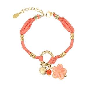 Bracelet cordon d'amour, aux multiples charms dorés, en acier inoxydable, pour femme, modèle Lalama - La Boutique du Bracelet