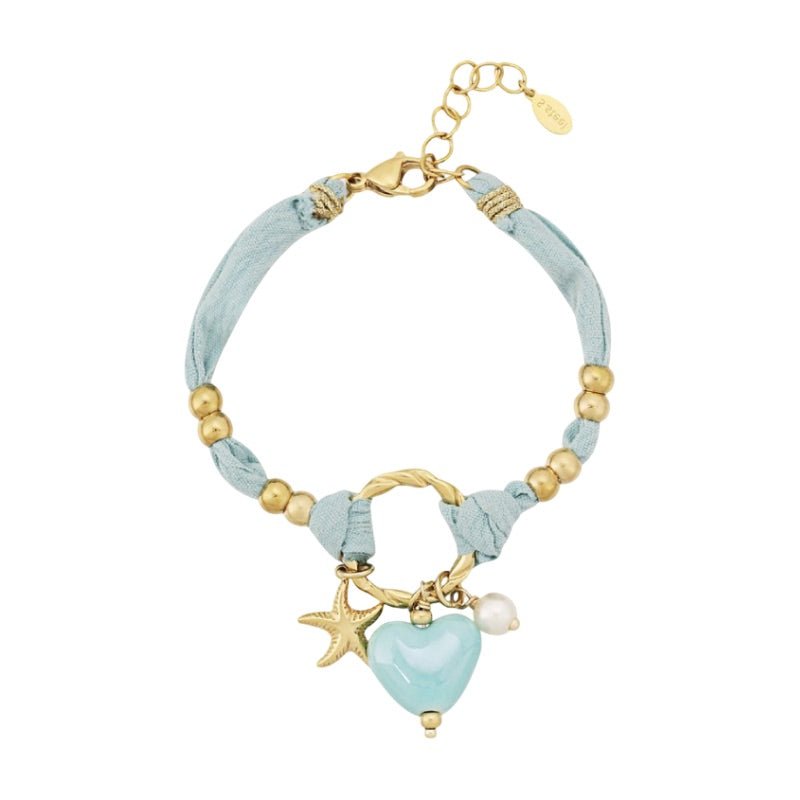 Bracelet cordon d'amour, aux multiples charms dorés, en acier inoxydable, pour femme, modèle Lalama - La Boutique du Bracelet