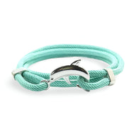 Bracelet cordon turquoise avec pendentif dauphin argenté pour homme.