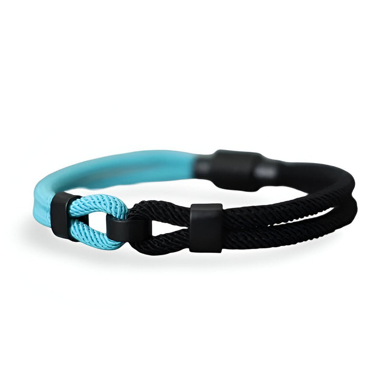 Bracelet cordon double turquoise et noir à nœud ajustable pour homme, style moderne.