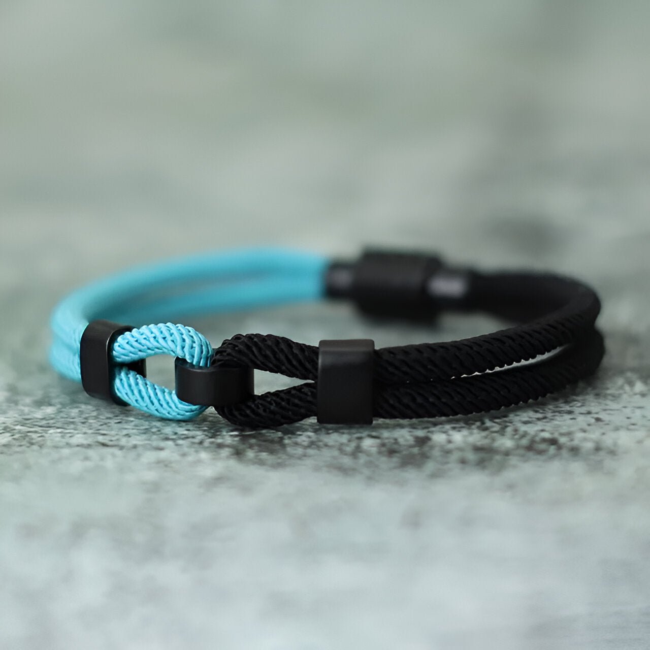 Bracelet cordon double, à nœud, bi - colore, pour homme, modèle Germain - La Boutique du Bracelet