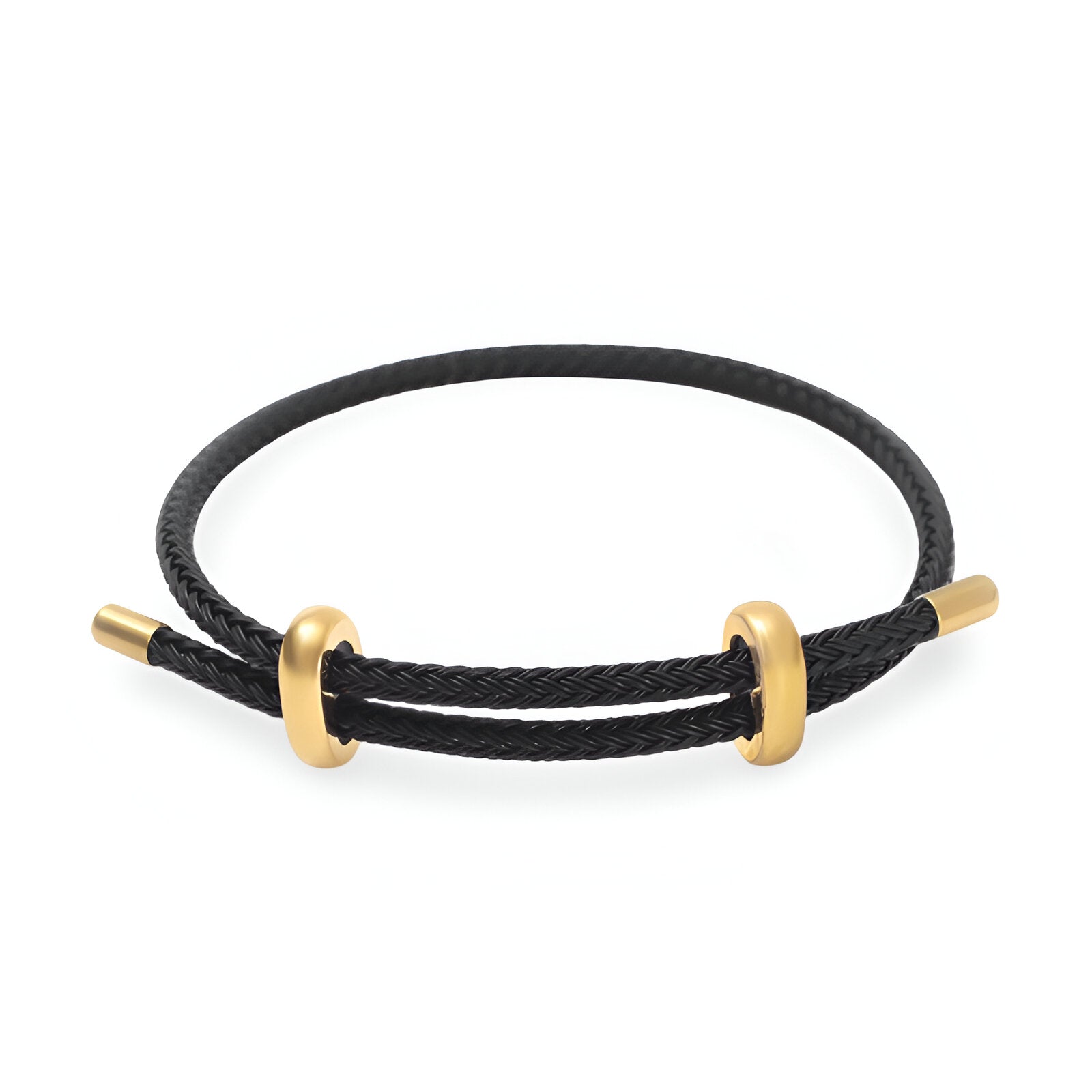 Bracelet cordon en acier inoxydable, à l'allure authentique, modèle Hitam - La Boutique du Bracelet