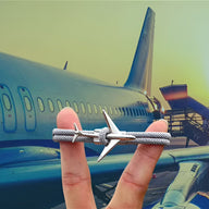 Bracelet cordon bleu avec avion en acier inoxydable finition polie, modèle Winslow.