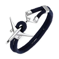 Bracelet cordon bleu marine avec avion en acier inoxydable argenté modèle Winslow.