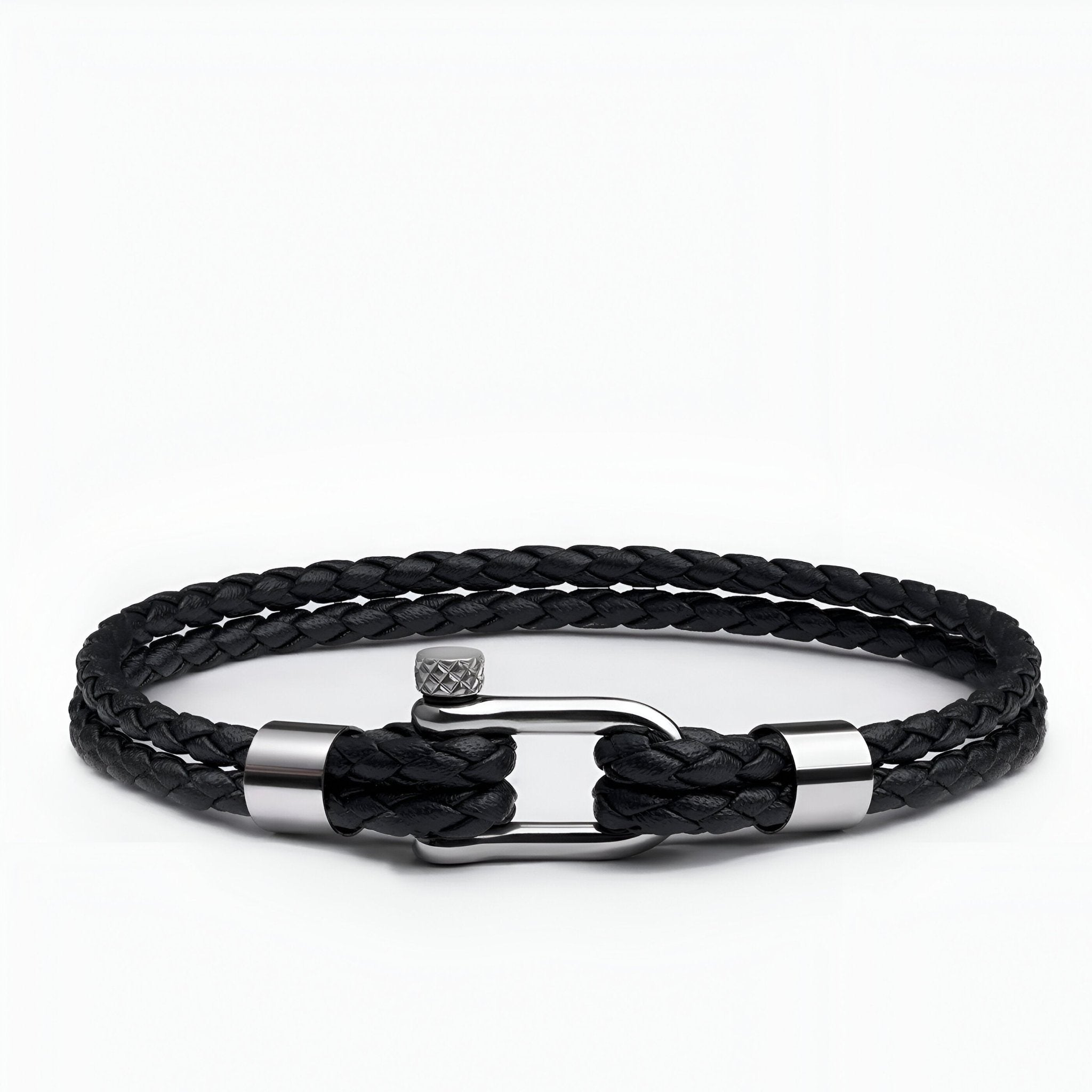 Bracelet cordon, en cuir et mousqueton en acier inoxydable, pour homme, modèle Ludo - La Boutique du Bracelet