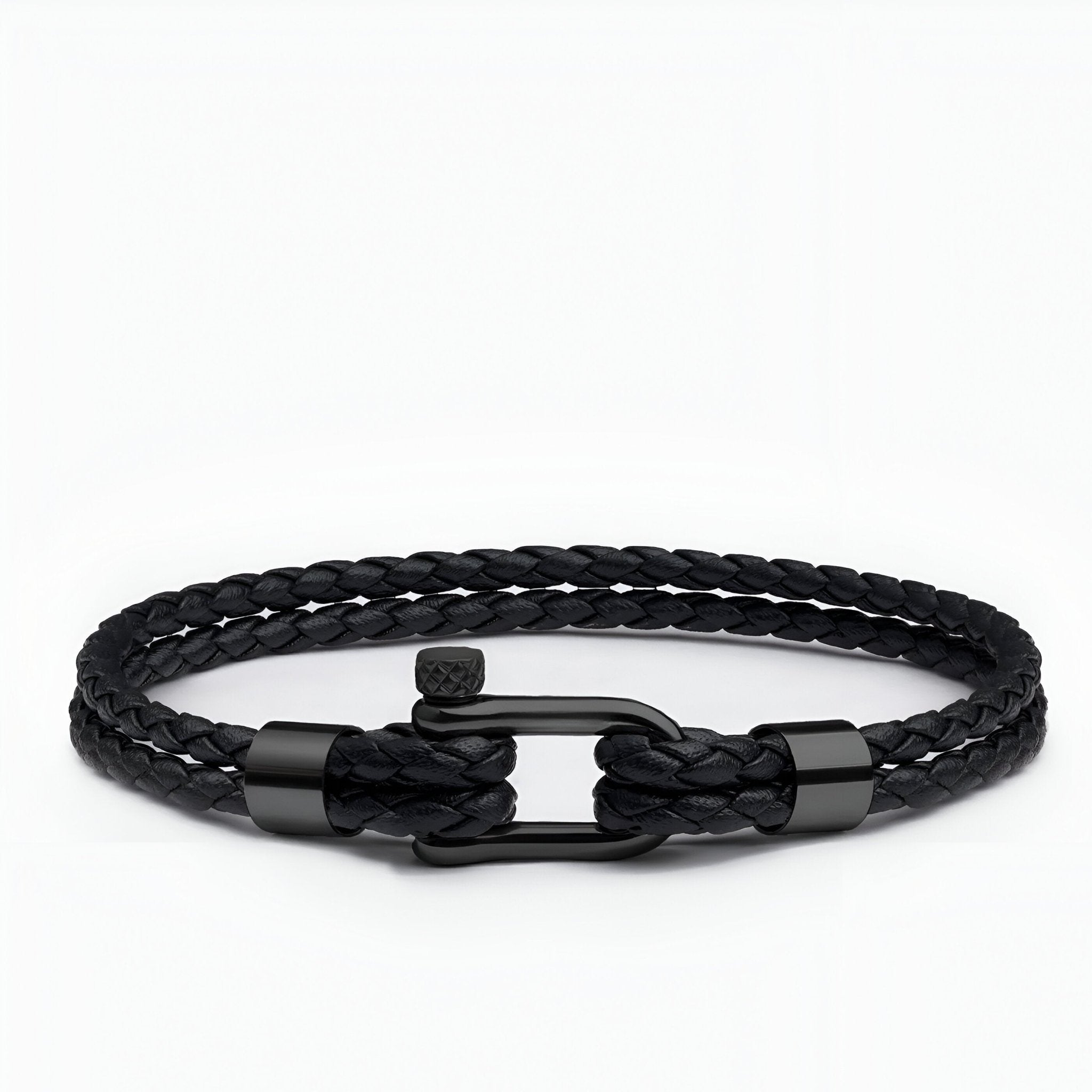 Bracelet cordon, en cuir et mousqueton en acier inoxydable, pour homme, modèle Ludo - La Boutique du Bracelet