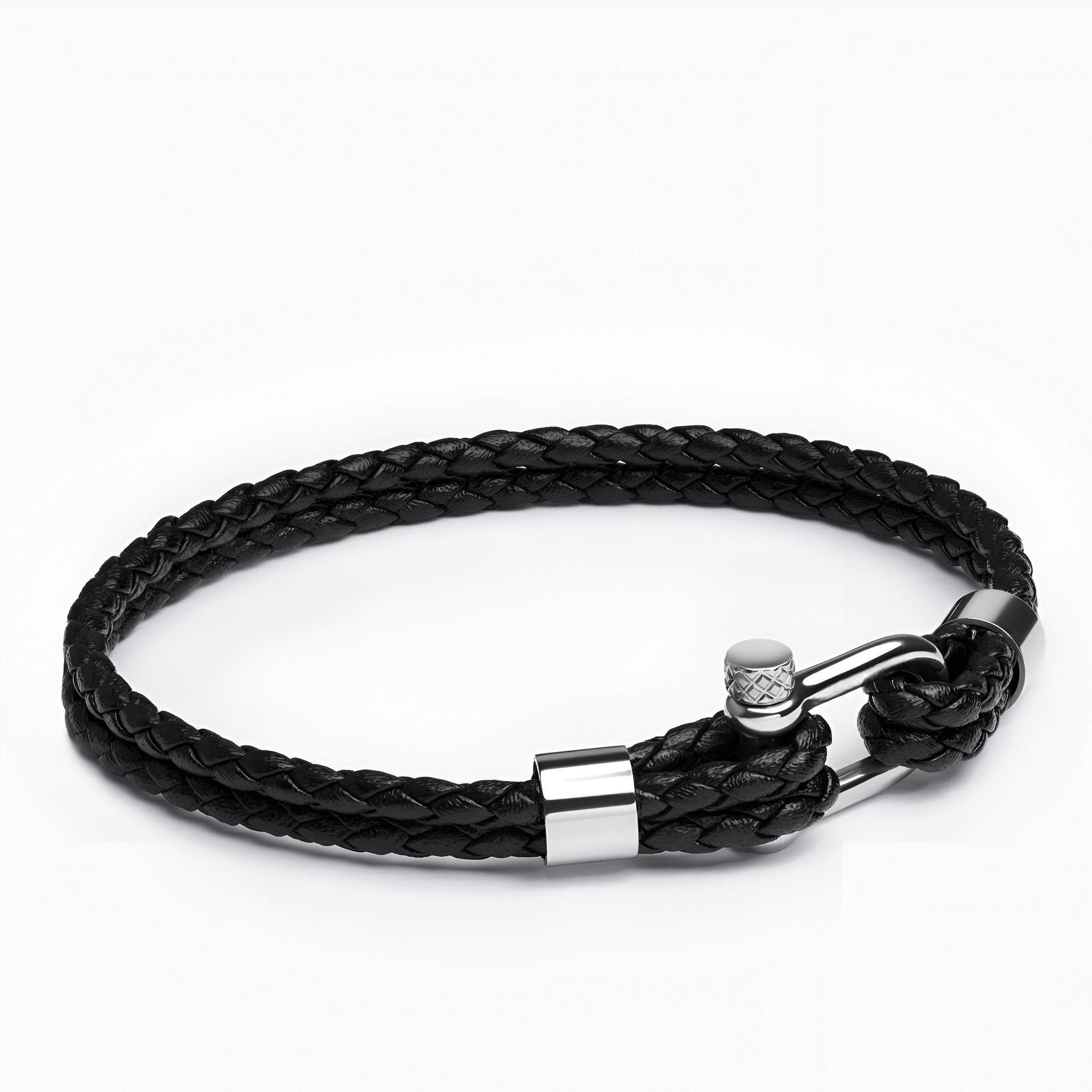 Bracelet cordon, en cuir et mousqueton en acier inoxydable, pour homme, modèle Ludo - La Boutique du Bracelet