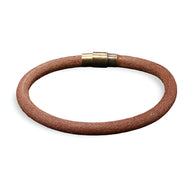 Bracelet cordon en cuir marron avec fermoir magnétique en métal doré, style mixte Lysander.