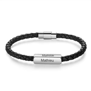 Bracelet cordon, en cuir personnalisé, 4 faces, modèle Kiko - La Boutique du Bracelet