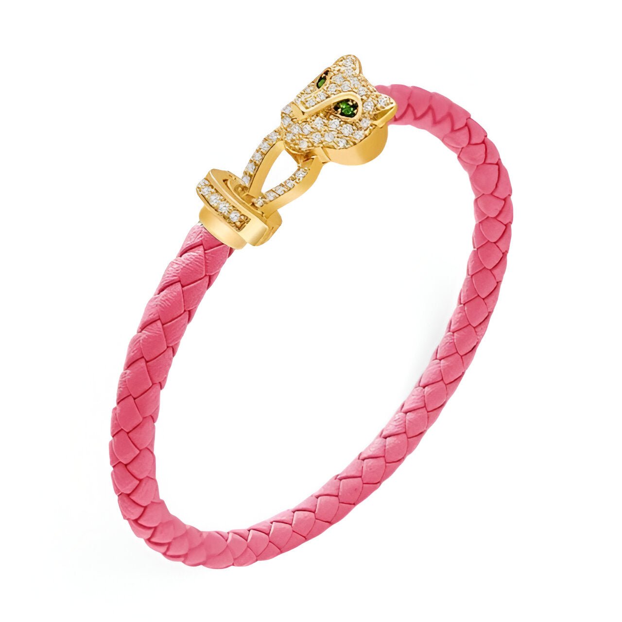 Bracelet cordon en cuir, tête de guépard, pour femme, modèle Gwana - La Boutique du Bracelet