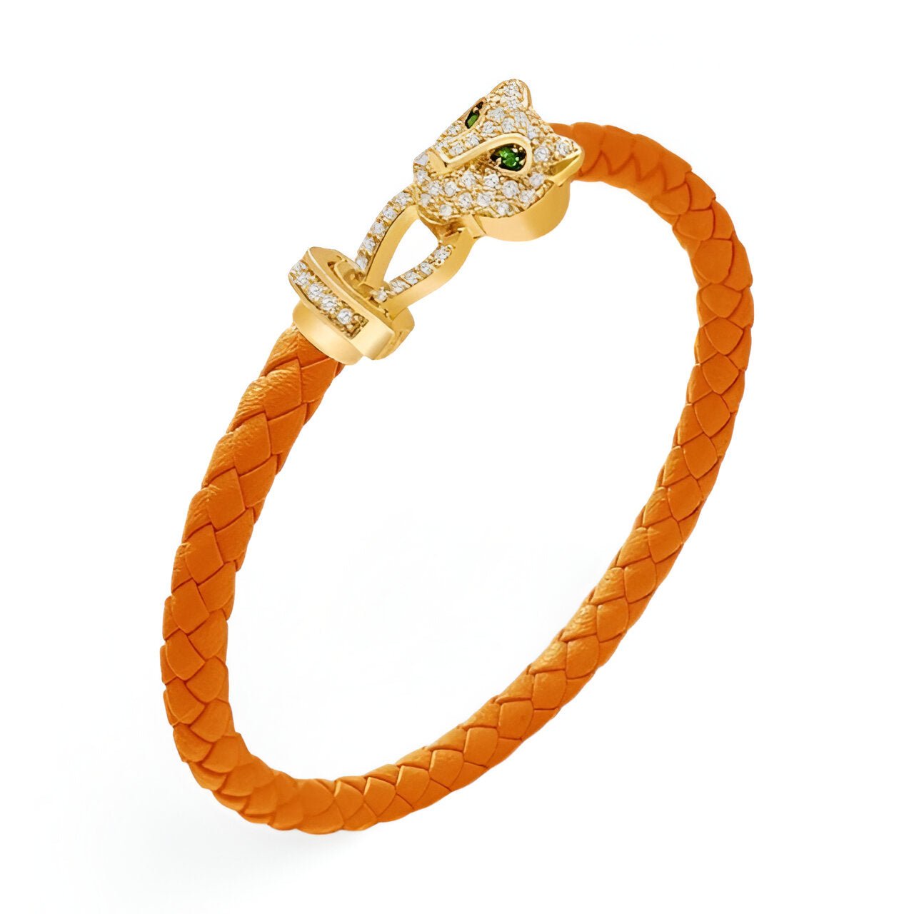 Bracelet cordon en cuir, tête de guépard, pour femme, modèle Gwana - La Boutique du Bracelet