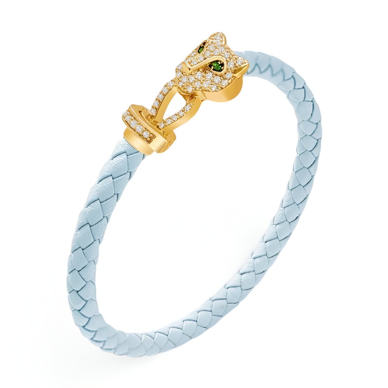 Bracelet cordon en cuir, tête de guépard, pour femme, modèle Gwana - La Boutique du Bracelet