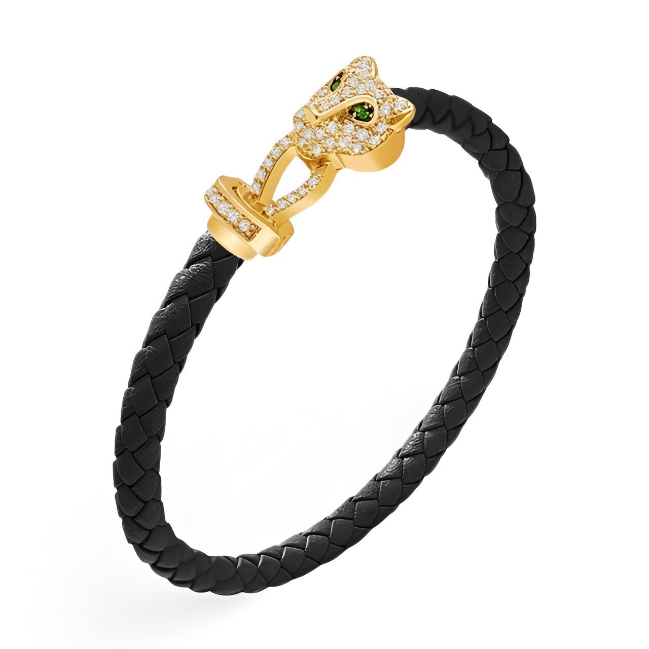 Bracelet cordon en cuir, tête de guépard, pour femme, modèle Gwana - La Boutique du Bracelet