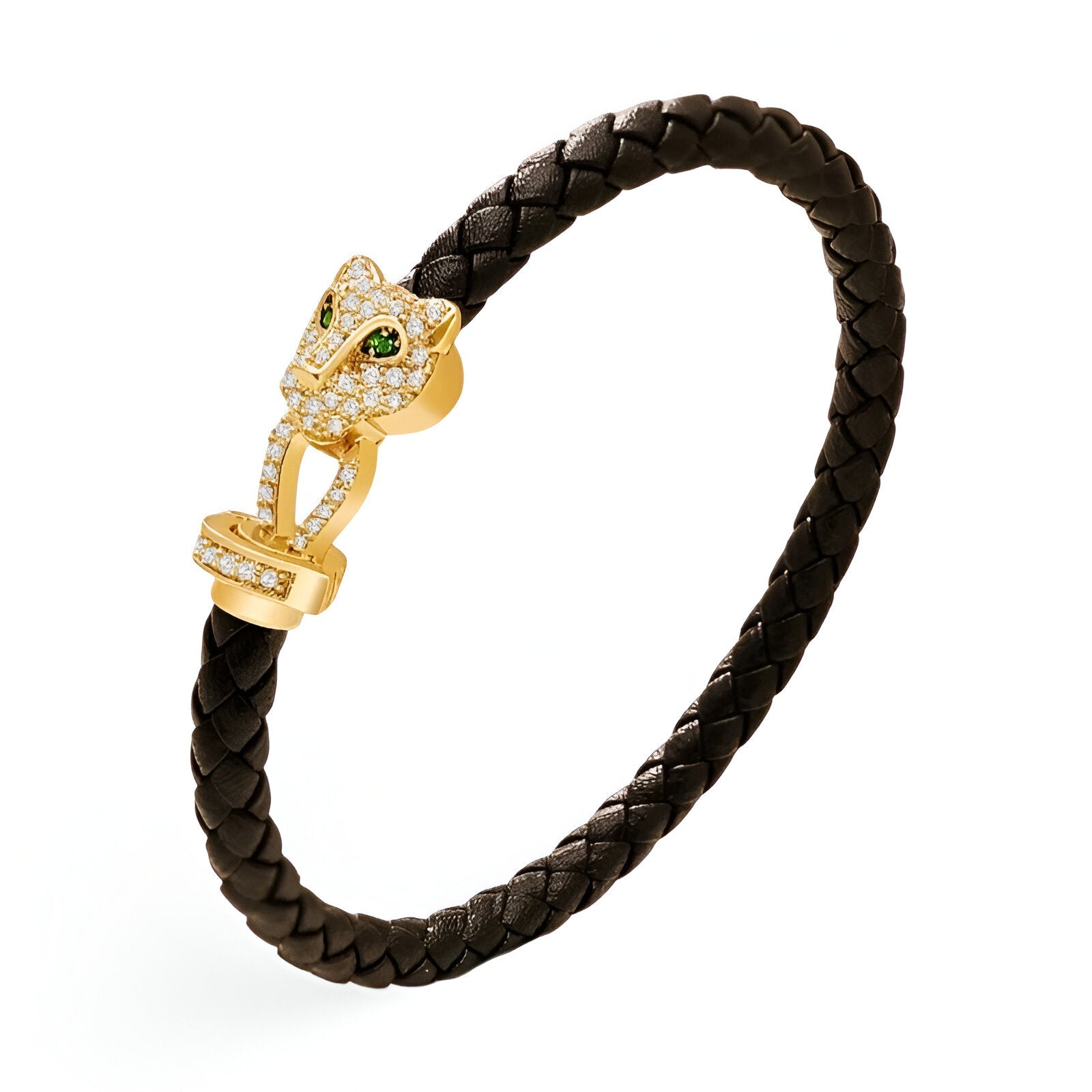 Bracelet cordon en cuir, tête de guépard, pour femme, modèle Gwana - La Boutique du Bracelet