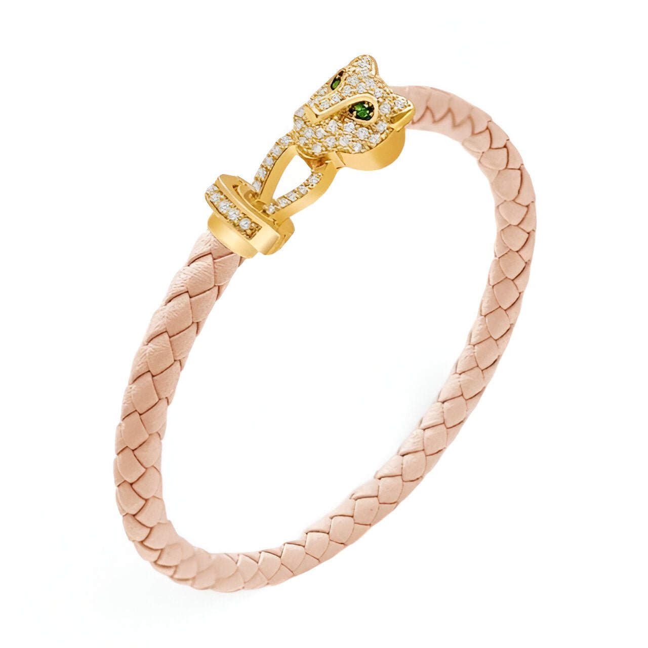 Bracelet cordon en cuir, tête de guépard, pour femme, modèle Gwana - La Boutique du Bracelet