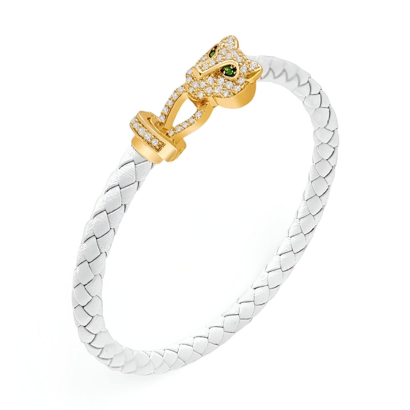 Bracelet cordon en cuir, tête de guépard, pour femme, modèle Gwana - La Boutique du Bracelet