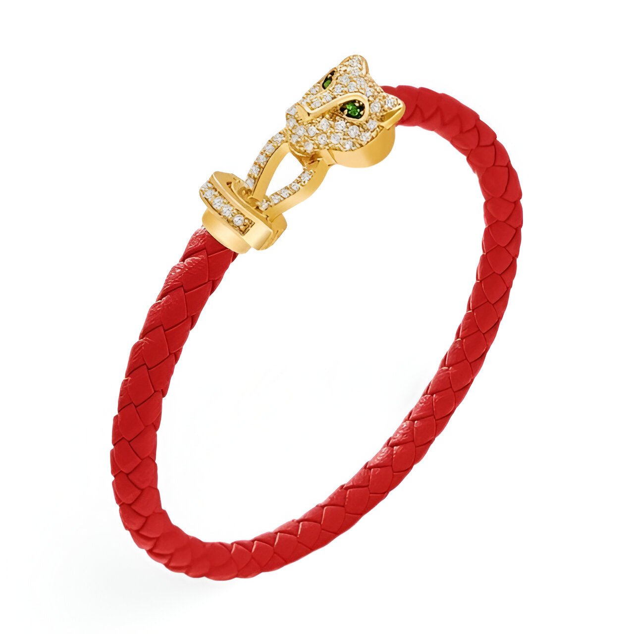 Bracelet cordon en cuir, tête de guépard, pour femme, modèle Gwana - La Boutique du Bracelet