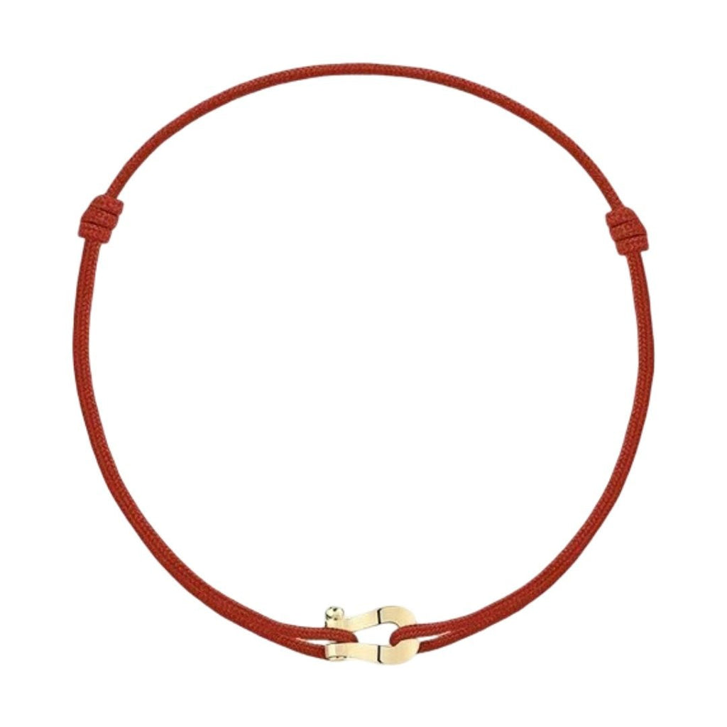 Bracelet cordon rouge avec fer à cheval en acier inoxydable doré, porte-bonheur, modèle Lanfeust.