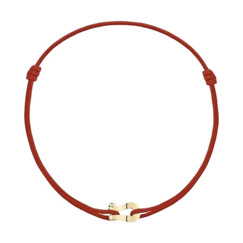 Bracelet cordon rouge avec fer à cheval en acier inoxydable doré, porte-bonheur, modèle Lanfeust.