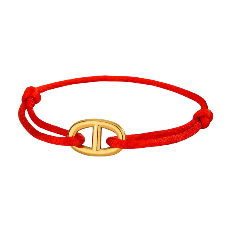 Bracelet cordon minimaliste, double D en acier inoxydable, modèle Wilna - La Boutique du Bracelet