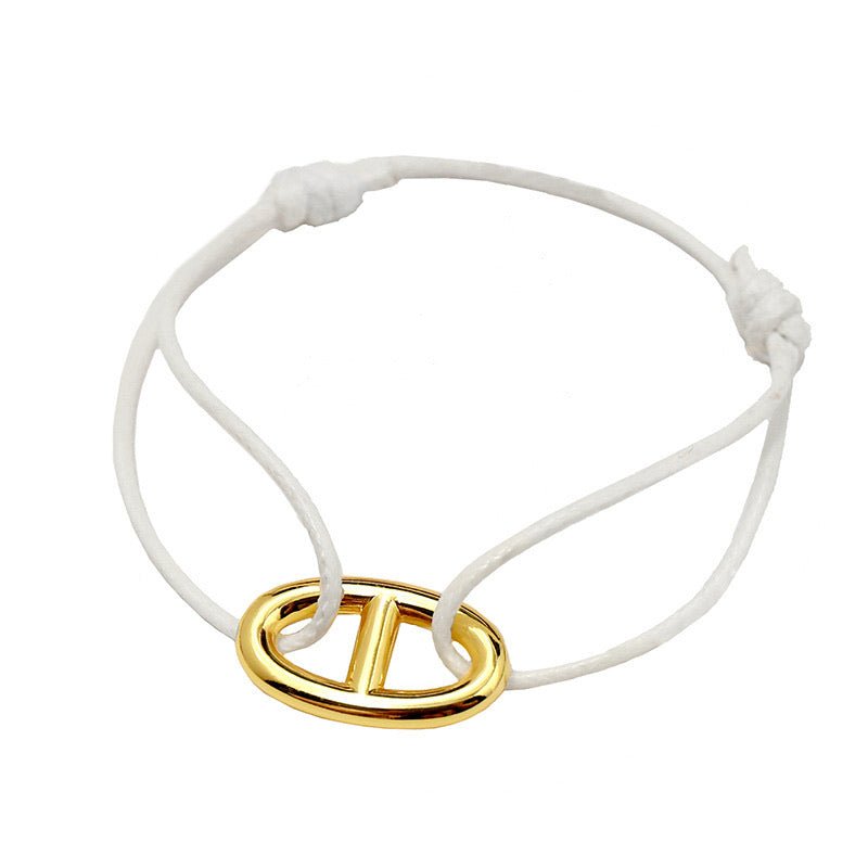 Bracelet cordon minimaliste, double D en acier inoxydable, modèle Wilna - La Boutique du Bracelet