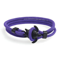 Bracelet cordon violet avec fermeture tortue noire moderne et ajustable.