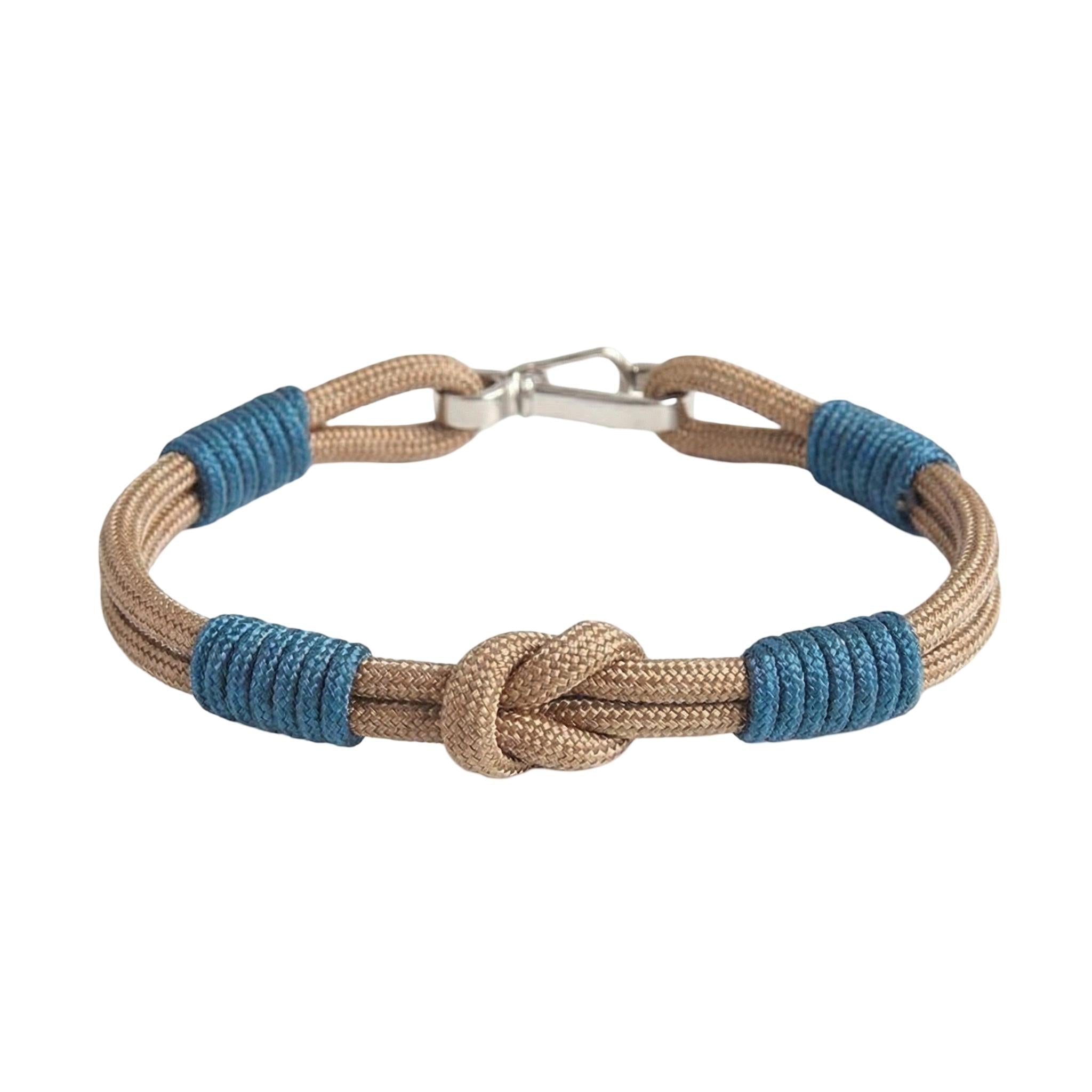 Bracelet cordon, noeud, à petit mousqueton, modèle Indigo