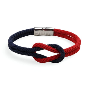 Bracelet cordon, noeud, bi - colore, modèle Louan - La Boutique du Bracelet