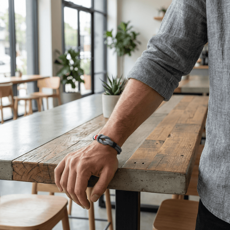 Armbånd med snor, knude, fransk flag, model Théo
