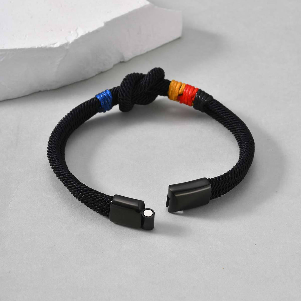 Bracciale con cordoncino, nodo marinaro, bandiera tedesca, in nylon e acciaio inossidabile, modello Benno