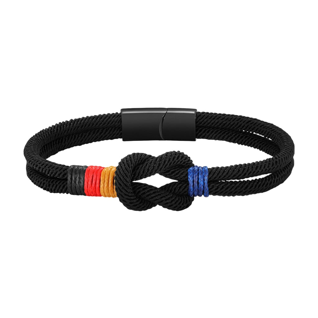 Bracciale con cordoncino, nodo marinaro, bandiera tedesca, in nylon e acciaio inossidabile, modello Benno