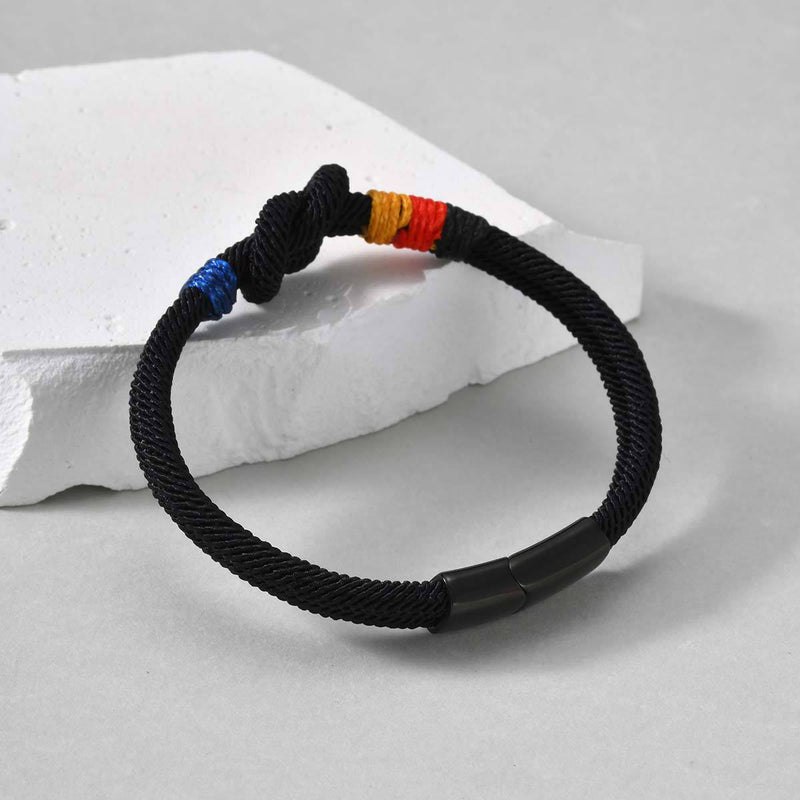 Bracciale con cordoncino, nodo marinaro, bandiera tedesca, in nylon e acciaio inossidabile, modello Benno