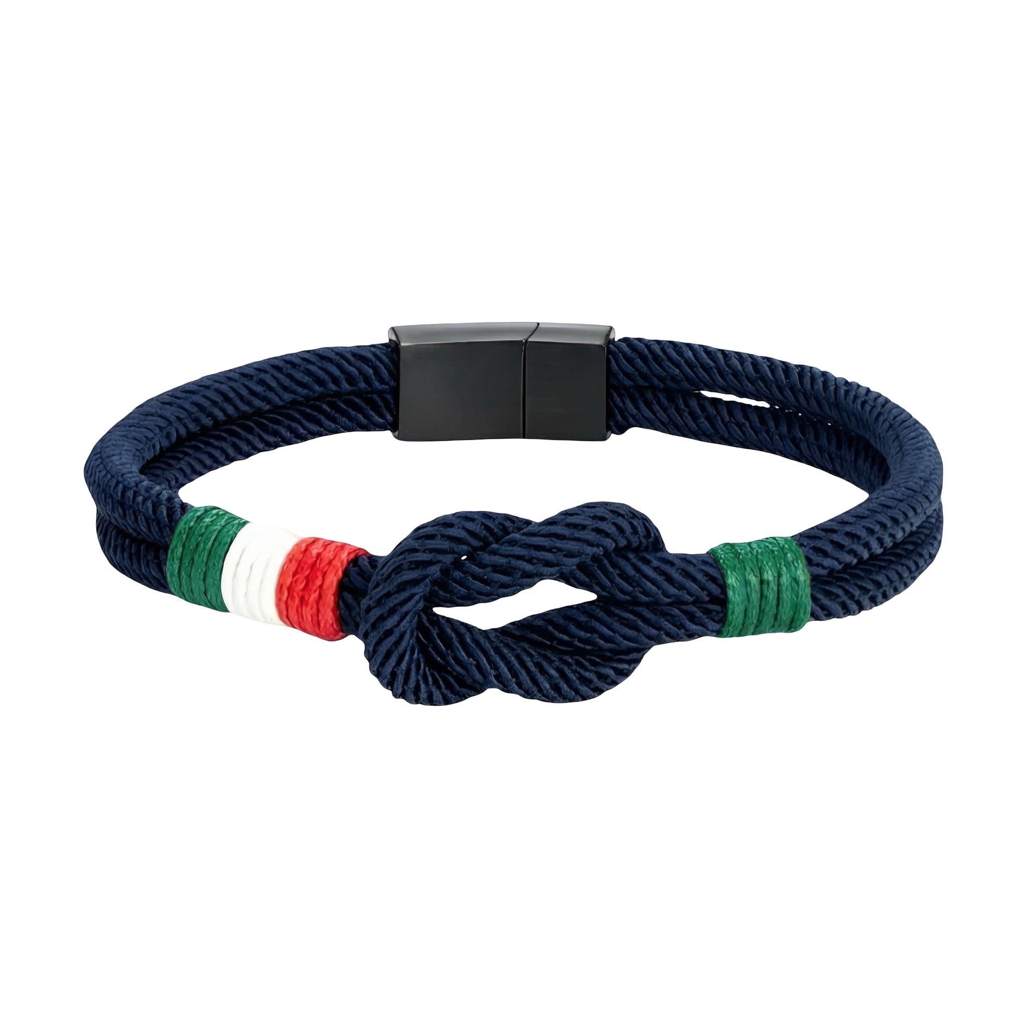 Pulseira de cordão, nó marinheiro, bandeira italiana, modelo Gino