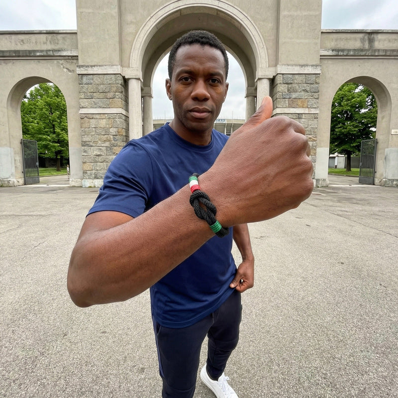 Pulseira de cordão, nó marinheiro, bandeira italiana, modelo Gino