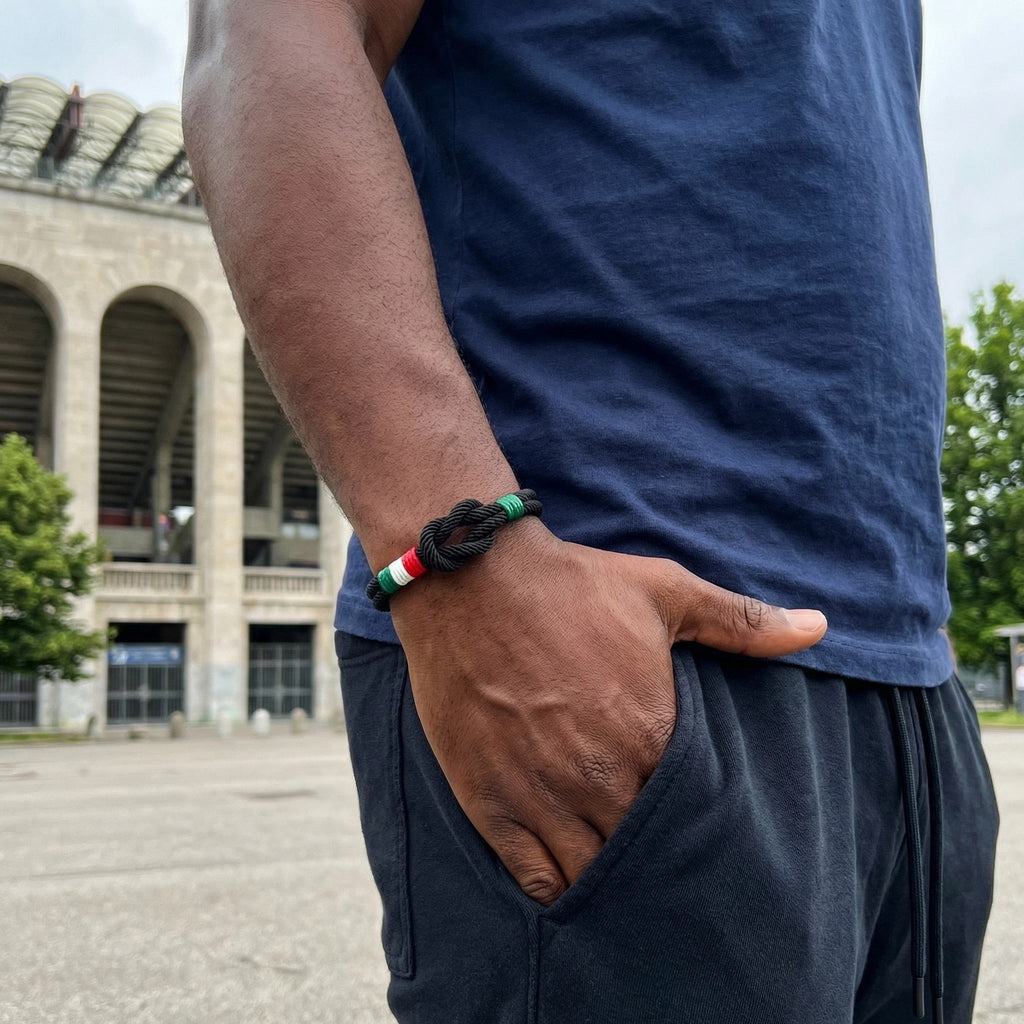 Pulseira de cordão, nó marinheiro, bandeira italiana, modelo Gino