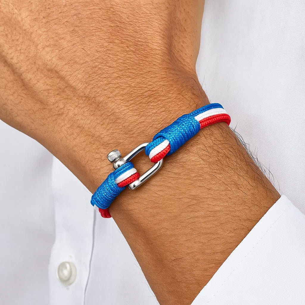 Bracelet cordon pays, manille en acier inoxydable, pour homme, modèle Ermio - La Boutique du Bracelet