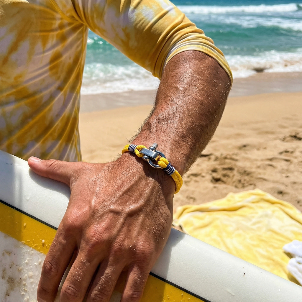 Customizable cord bracelet, stainless steel shackle, Kenny model