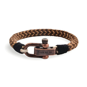 Bracelet cordon personnalisé, à mousqueton ancien, pour homme, modèle Santiago - La Boutique du Bracelet