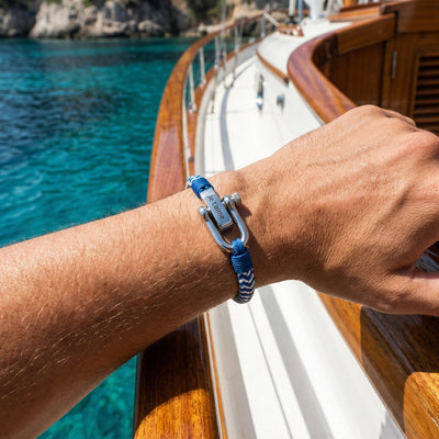 Personalisierbares geflochtenes Kordelarmband, Edelstahl-Schäkelverschluss, Modell Antonio