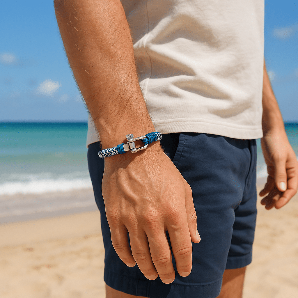 Bracelet cordon personnalisé, à mousqueton, pour homme, modèle Antonio - La Boutique du Bracelet