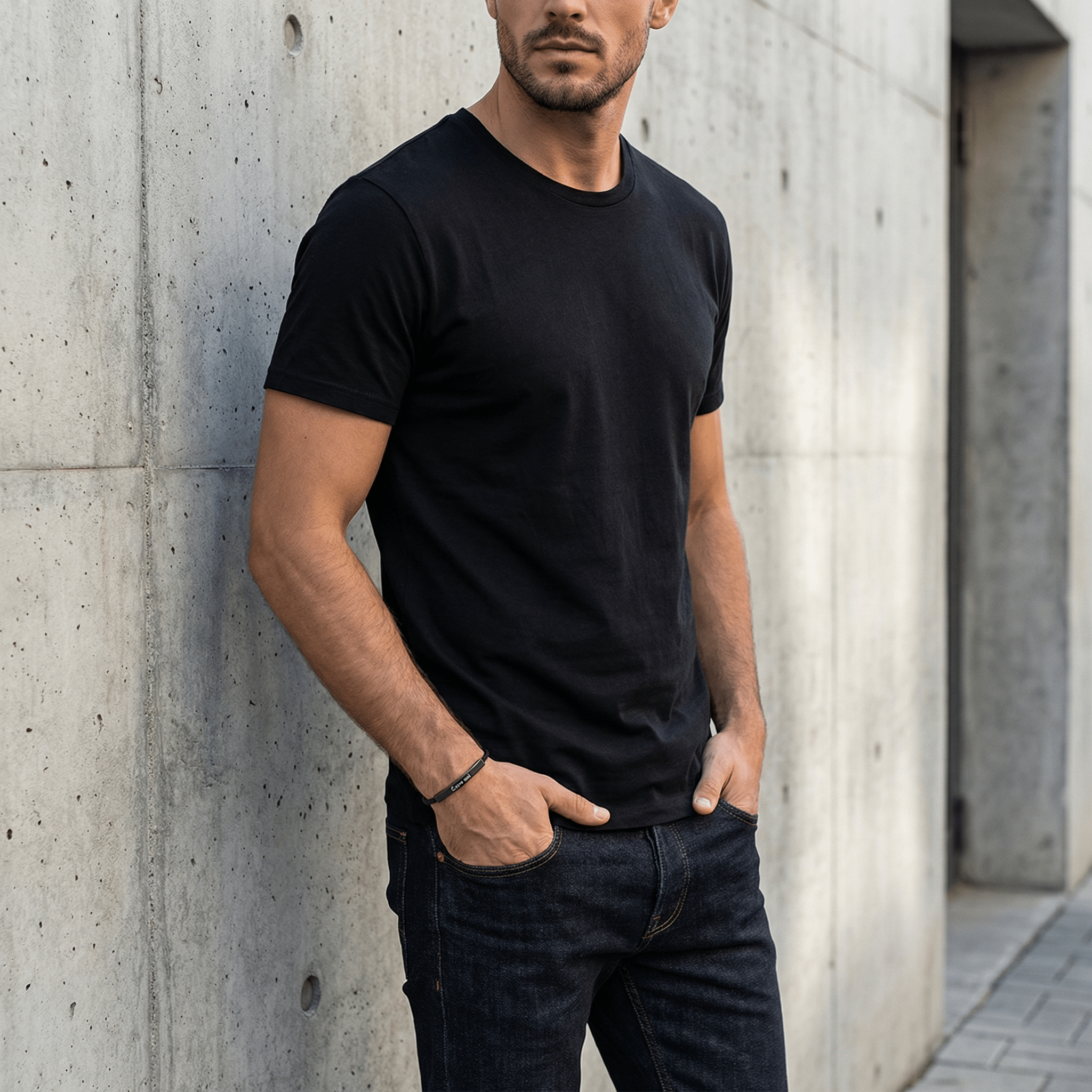 Bracelet cordon personnalisé, plaque longue en acier inoxydable, ajustable, modèle Doums