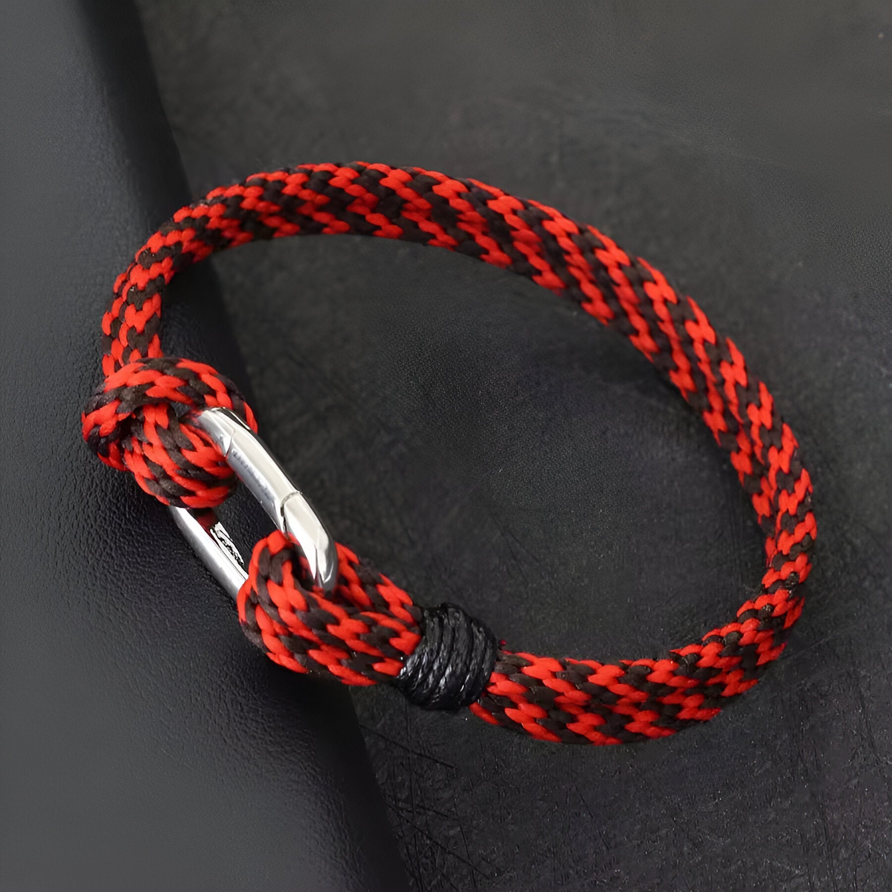 Bracelet cordon, petit mousqueton, pour homme, modèle Yomi - La Boutique du Bracelet