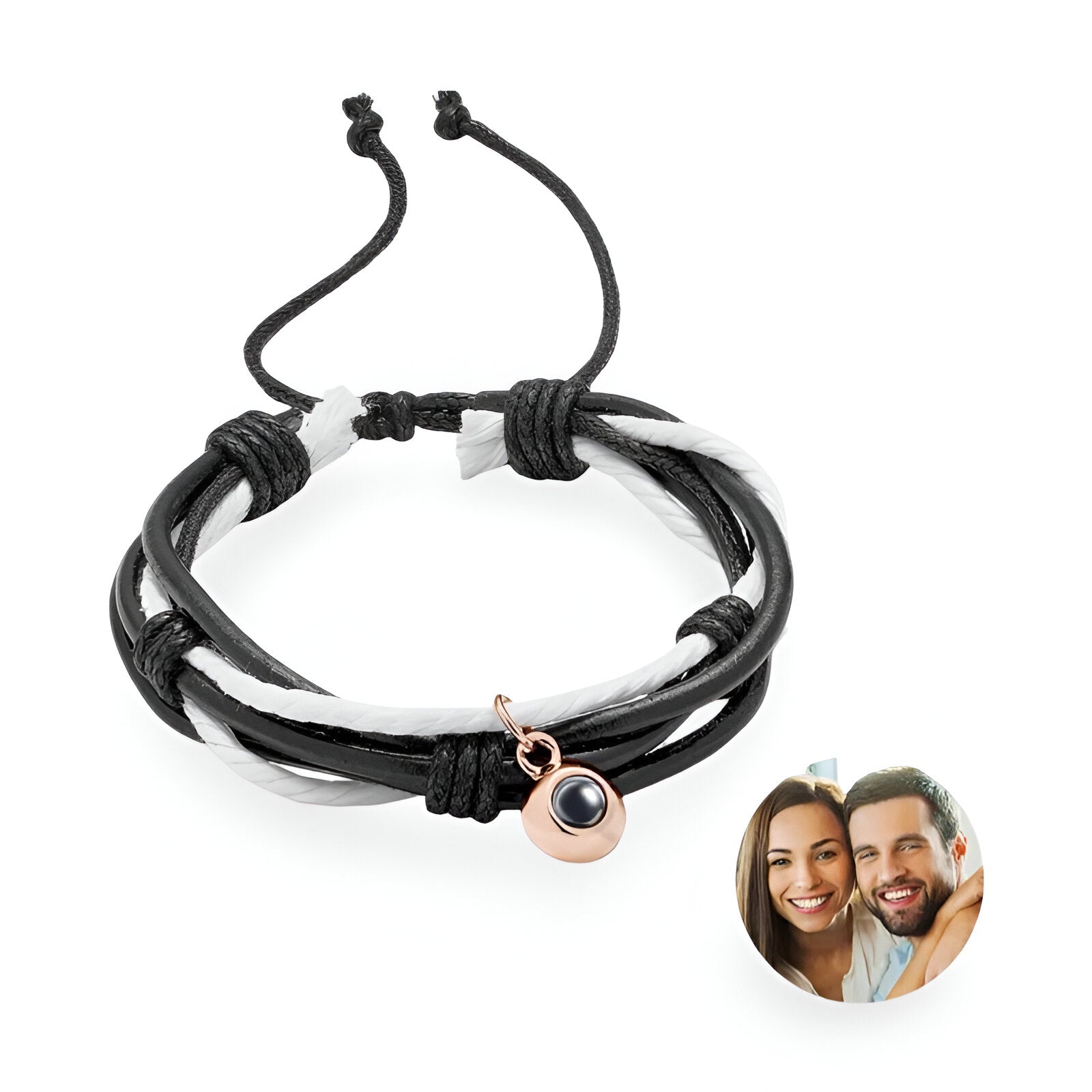 Bracelet cordon photo personnalisé, corde multi - rangs, modèle Aitor - La Boutique du Bracelet