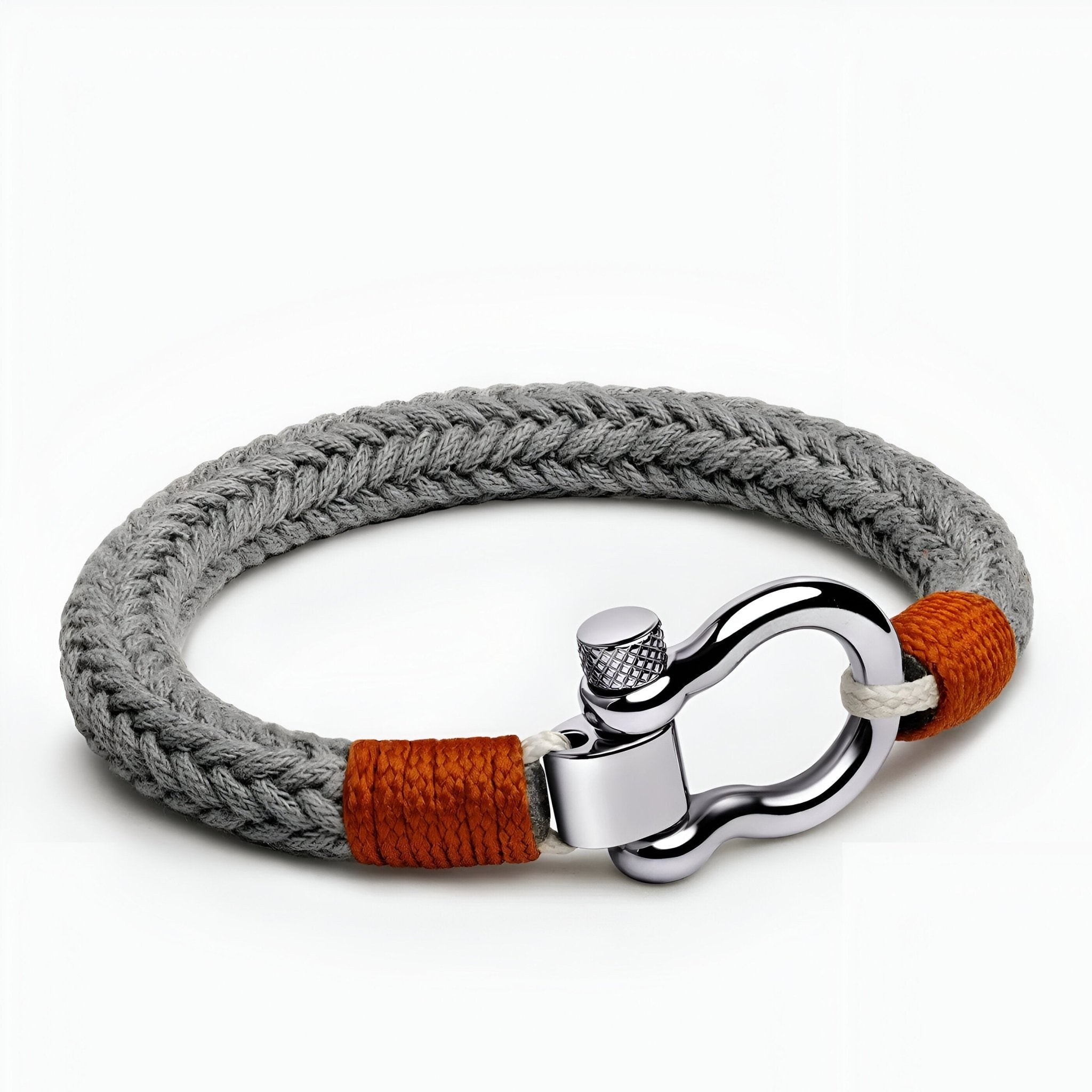 Bracelet cordon pour homme, mousqueton arrondi argenté, modèle Eliot - La Boutique du Bracelet