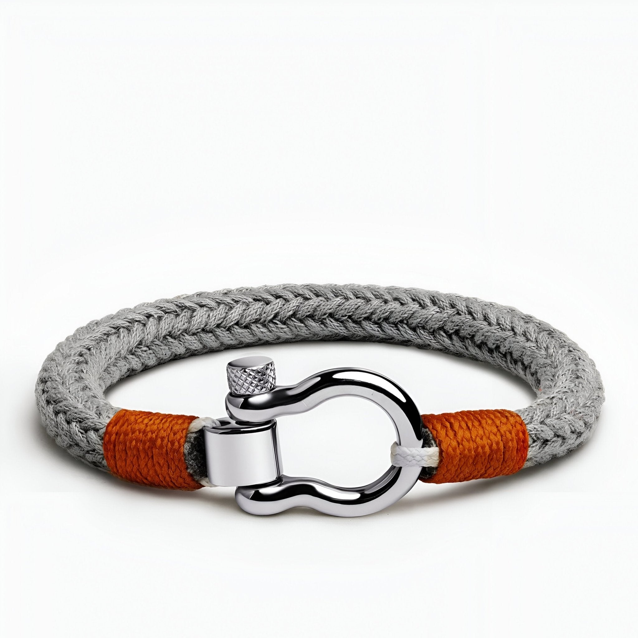 Bracelet cordon pour homme, mousqueton arrondi argenté, modèle Eliot - La Boutique du Bracelet