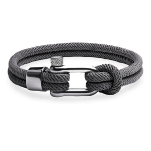 Bracelet cordon pour homme, mousqueton et détails argentés, modèle Charles - La Boutique du Bracelet