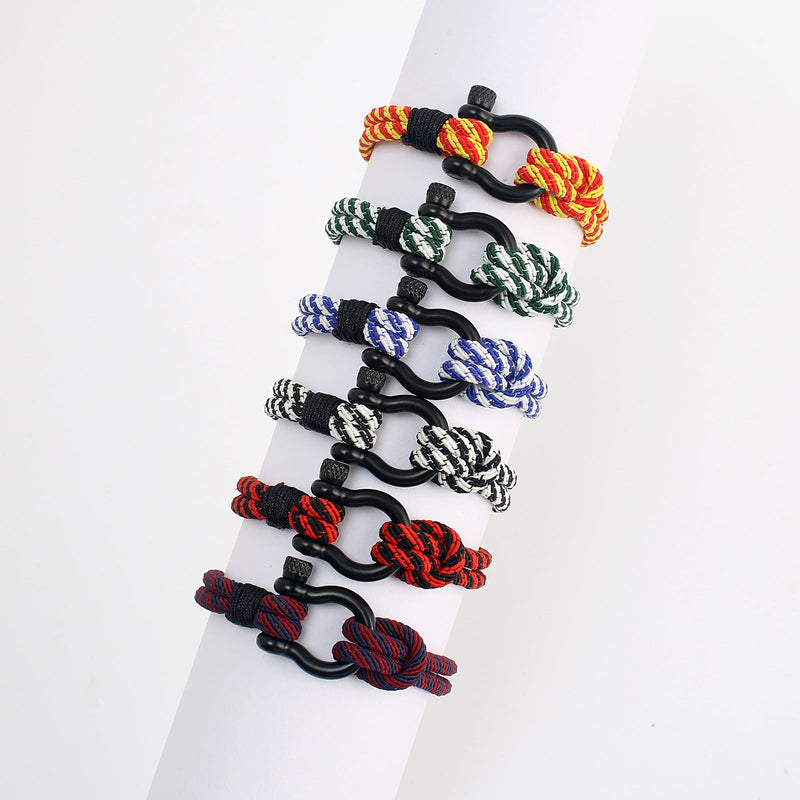 Lot de bracelets cordon homme avec mousqueton, motifs rayés multicolores, style Mathew.